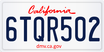 CA license plate 6TQR502