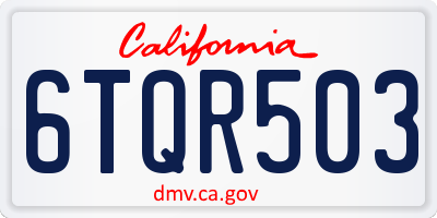 CA license plate 6TQR503