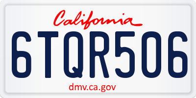 CA license plate 6TQR506