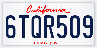 CA license plate 6TQR509