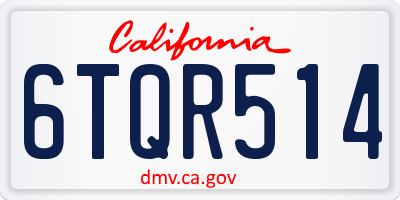 CA license plate 6TQR514