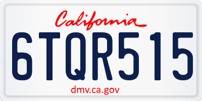 CA license plate 6TQR515