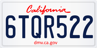 CA license plate 6TQR522