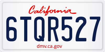 CA license plate 6TQR527