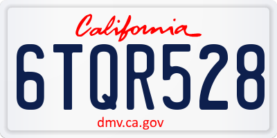 CA license plate 6TQR528