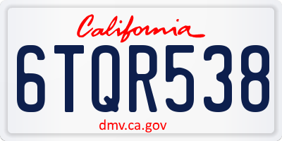 CA license plate 6TQR538