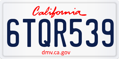 CA license plate 6TQR539