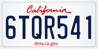 CA license plate 6TQR541