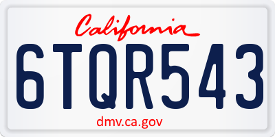 CA license plate 6TQR543