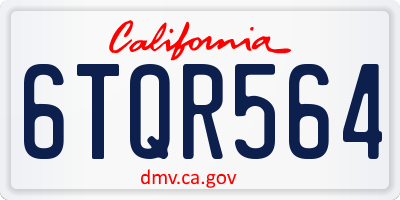 CA license plate 6TQR564