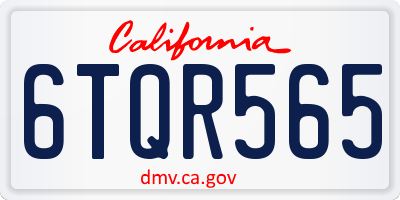 CA license plate 6TQR565