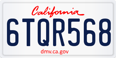 CA license plate 6TQR568