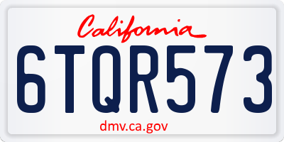 CA license plate 6TQR573