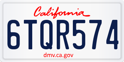 CA license plate 6TQR574