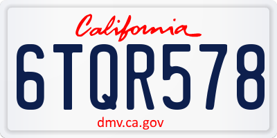 CA license plate 6TQR578