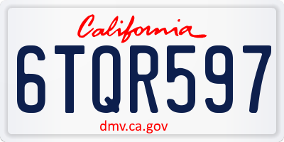 CA license plate 6TQR597