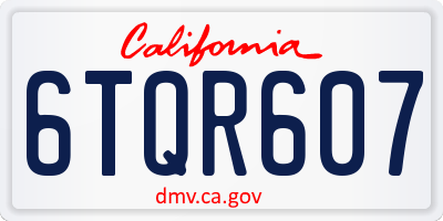 CA license plate 6TQR607