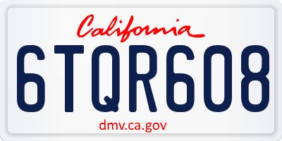 CA license plate 6TQR608