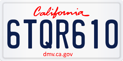 CA license plate 6TQR610