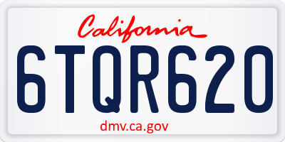 CA license plate 6TQR620