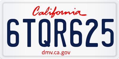 CA license plate 6TQR625