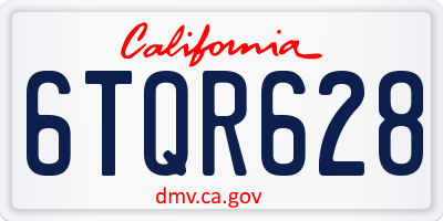 CA license plate 6TQR628