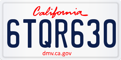 CA license plate 6TQR630