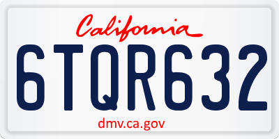 CA license plate 6TQR632