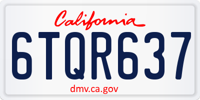 CA license plate 6TQR637