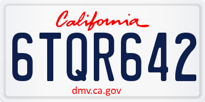 CA license plate 6TQR642