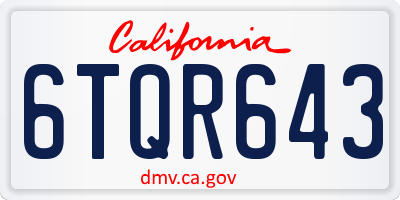 CA license plate 6TQR643