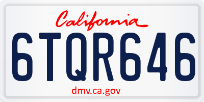 CA license plate 6TQR646