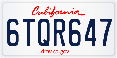 CA license plate 6TQR647