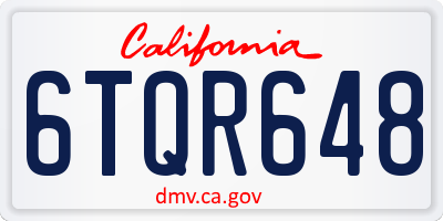 CA license plate 6TQR648