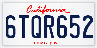 CA license plate 6TQR652