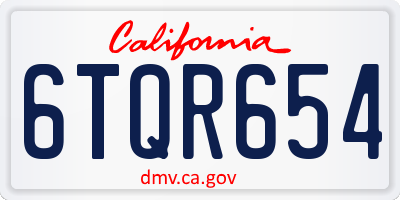 CA license plate 6TQR654