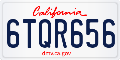 CA license plate 6TQR656