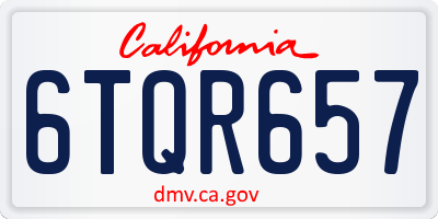 CA license plate 6TQR657