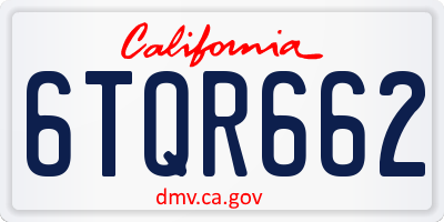 CA license plate 6TQR662