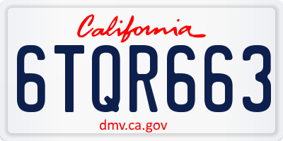 CA license plate 6TQR663