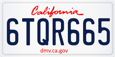 CA license plate 6TQR665