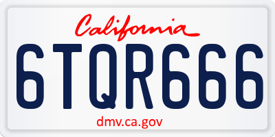 CA license plate 6TQR666