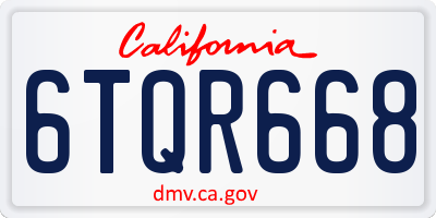 CA license plate 6TQR668