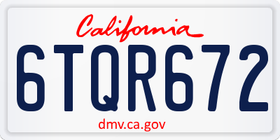 CA license plate 6TQR672