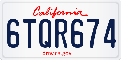 CA license plate 6TQR674