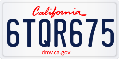 CA license plate 6TQR675