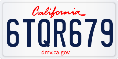 CA license plate 6TQR679