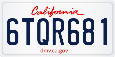 CA license plate 6TQR681