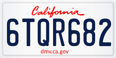 CA license plate 6TQR682