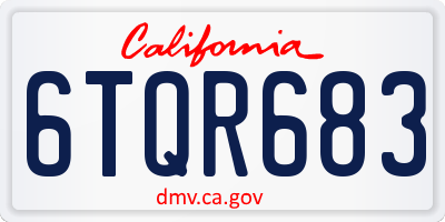 CA license plate 6TQR683